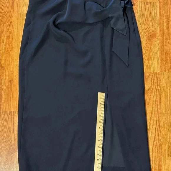 EMPORIO ARMANI Women Approx Sz 10 Midi Skirt Side Zip Tux Tie Front Slit Unlined - Picture 14 of 15
